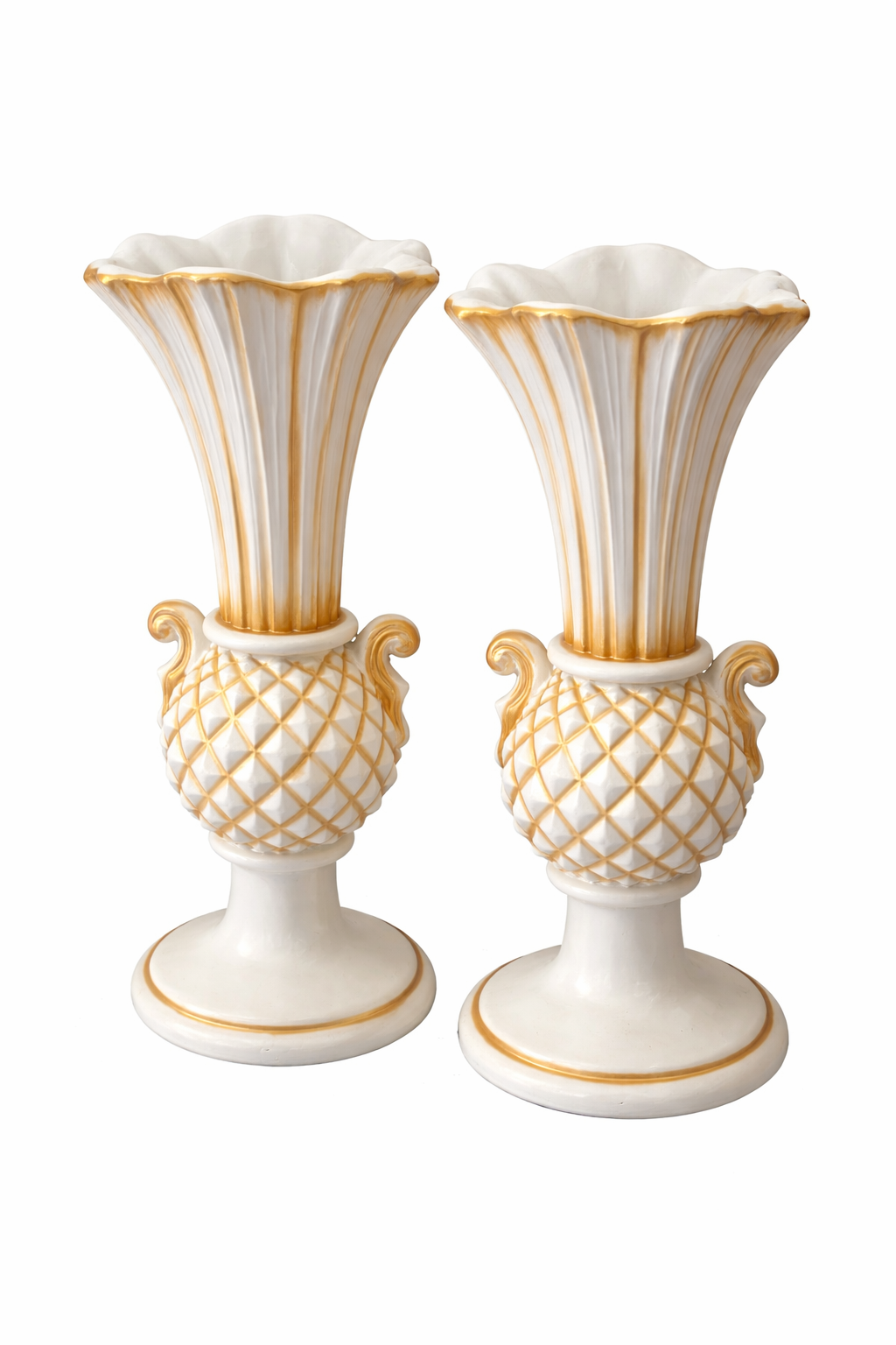 Royal White &amp; Gold Decorative Flower Vases