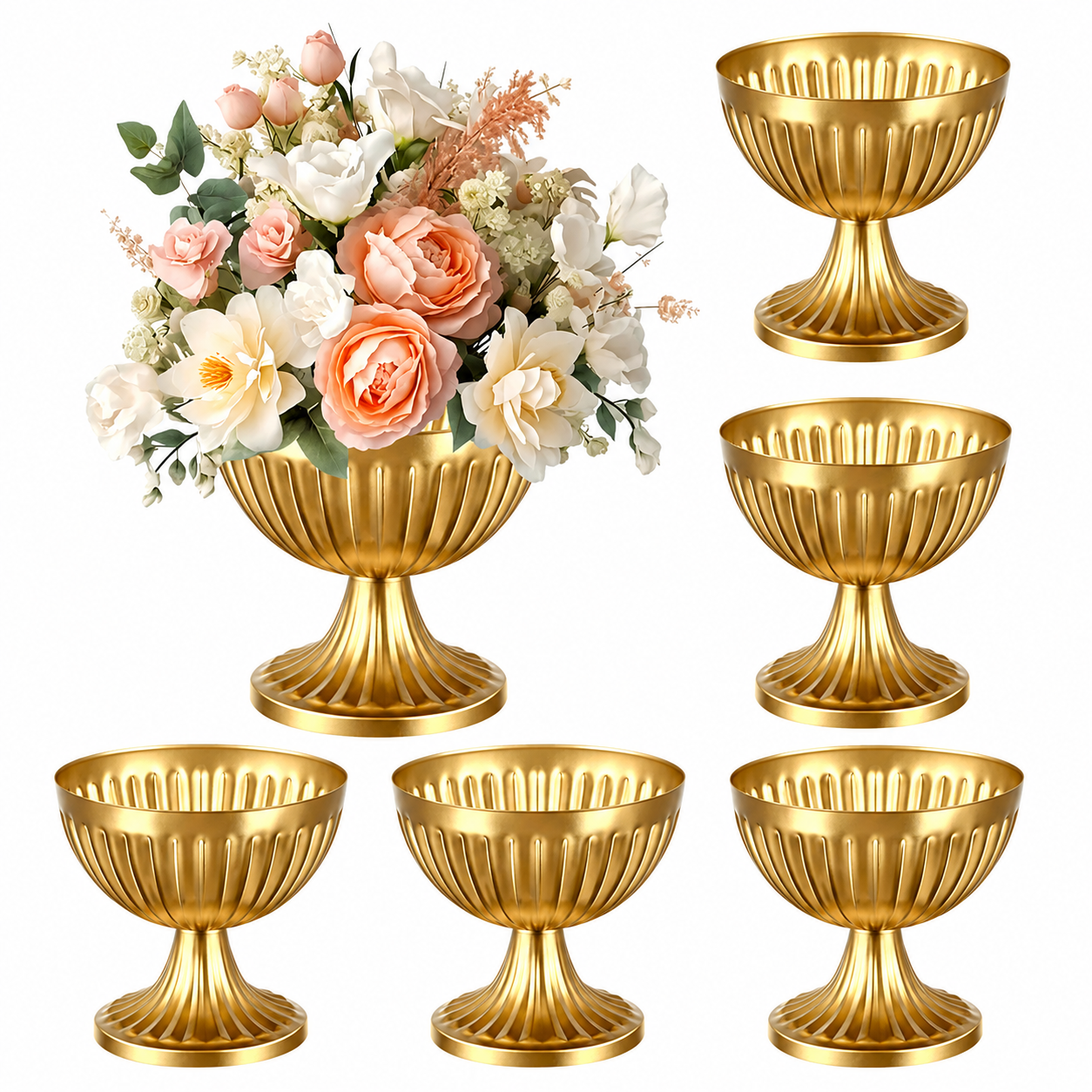 Gold Pedestal Flower Bowl
