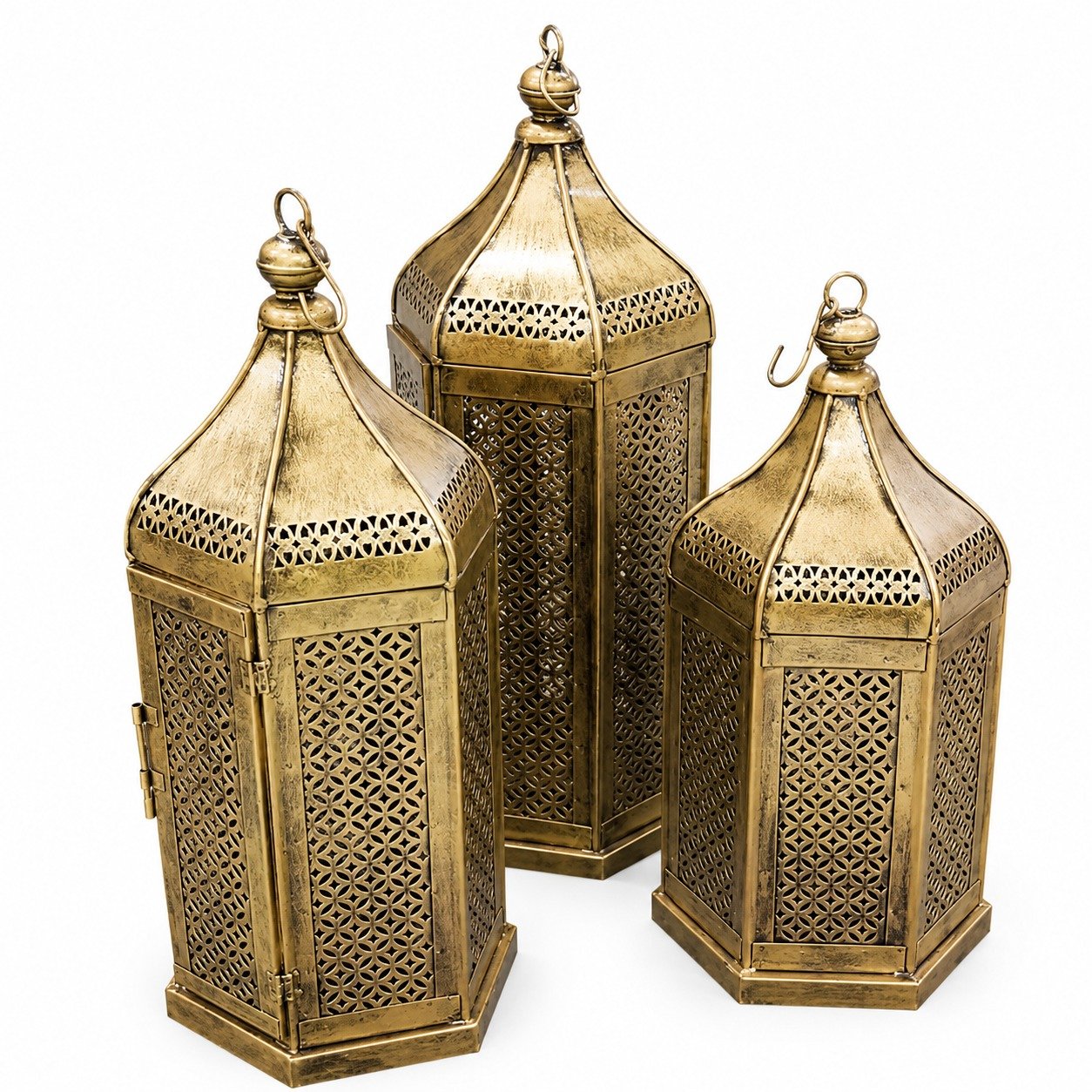 Golden Moroccan Lantern Set