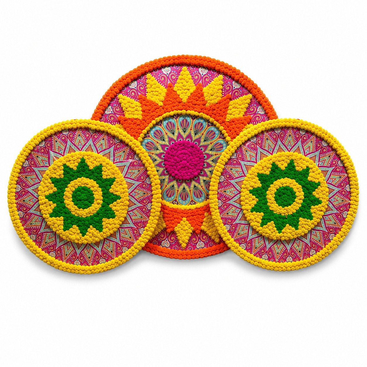Colorful Haldi Floral Mandala Backdrop Panels