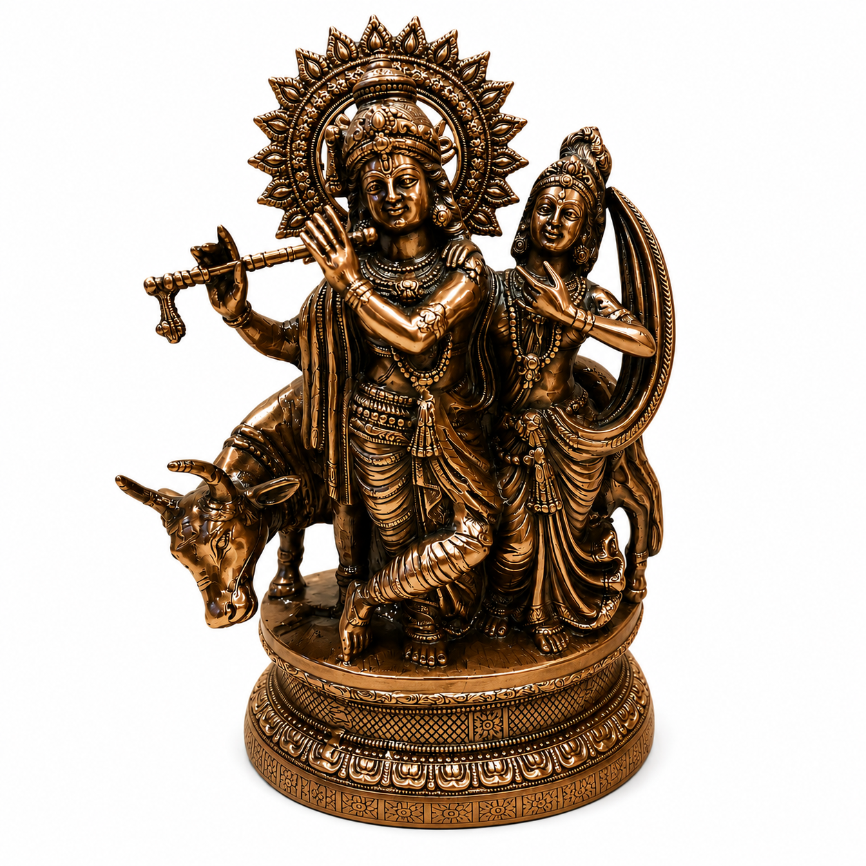 Krishna Radha with Cow Statue