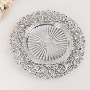 Ornate Silver Decorative Serving Plate