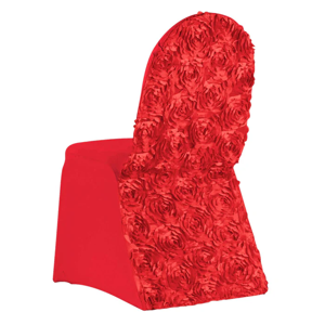 Premium Red Rosette Slipcover for Banquet Chairs with Fitted Design