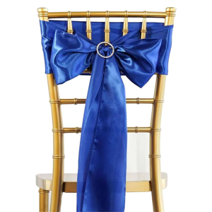 Royal Blue Satin Chair Sash Bow with Rhinestone Buckle for Chiavari Banquet Chairs