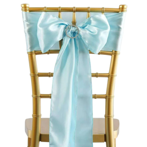 Ice Blue Satin Chair Sash Bow Cover