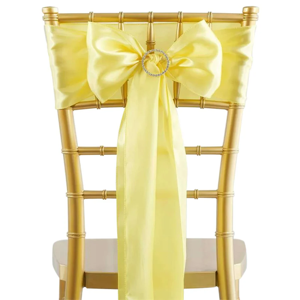 Pastel Yellow Satin Chair Sash Bow Cover