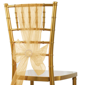 Champagne Organza Chair Sash Bow Cover