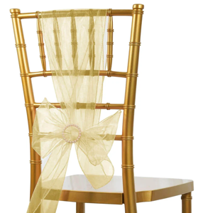 Champagne Sheer Organza Chair Sash Bow Cover