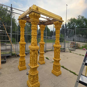 Temple Mandap Pillar Set / Golden Decorative Wedding Mandap Columns