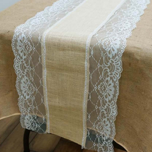 Lace Table Runners- Natural With White