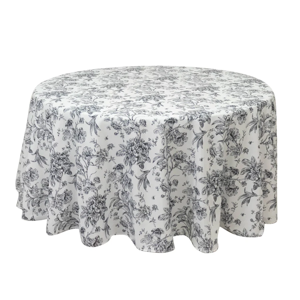 Polyester size -120 inches polyester- White - Black French Toile Pattern for Chic Weddings