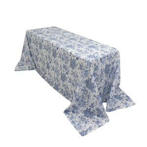 Polyester size-90×132 inches polyester-White - Seamless Blue French Toile Pattern for Upscale Events