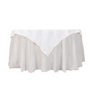 54 x 54 White Cotton Blend Square Table Overlay with Wrinkle-Resistant Finish