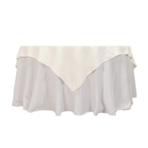 Ivory Cotton Blend Table Topper, 70 x 70, Designed to Resist Wrinkles