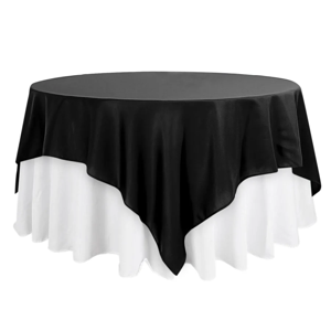 Black Polyester Table Topper, 90 x 90, Durable and Easy to Maintain