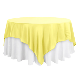 Yellow Polyester Table Topper, 90 x 90, Durable and Easy-Care Fabric