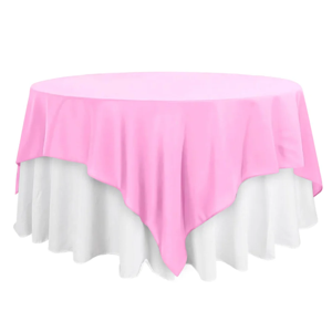 Wrinkle-Resistant Pink Square Tablecloth Overlay, 90 x 90