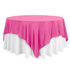 Fuchsia Polyester Table Topper, 90 x 90, Durable and Easy-Care Fabric