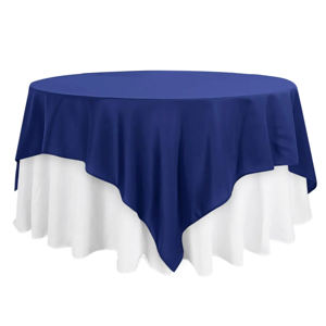 Wrinkle-Resistant Navy Blue Square Tablecloth Overlay, 90 x 90