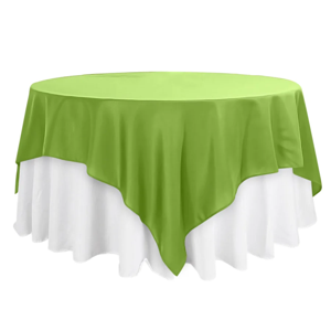 Wrinkle-Resistant Apple Green Square Tablecloth Overlay, 90 x 90