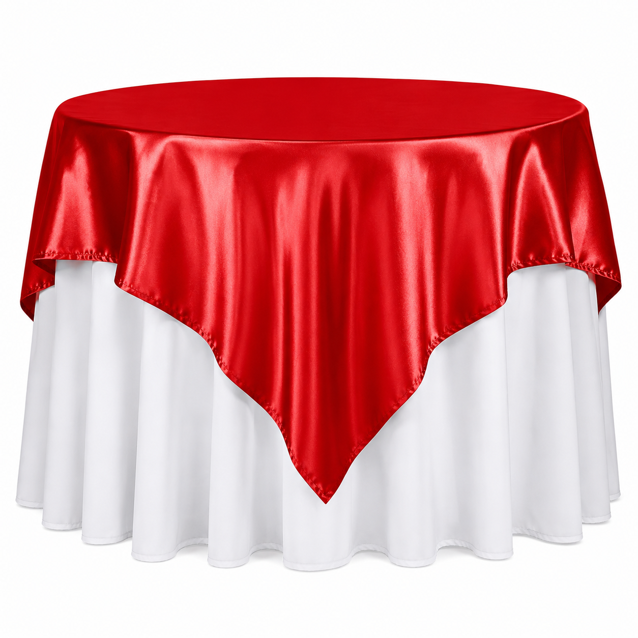 Red Satin Square Table Cover 60 x 60 – Soft Sheen Decorative Event Overlay