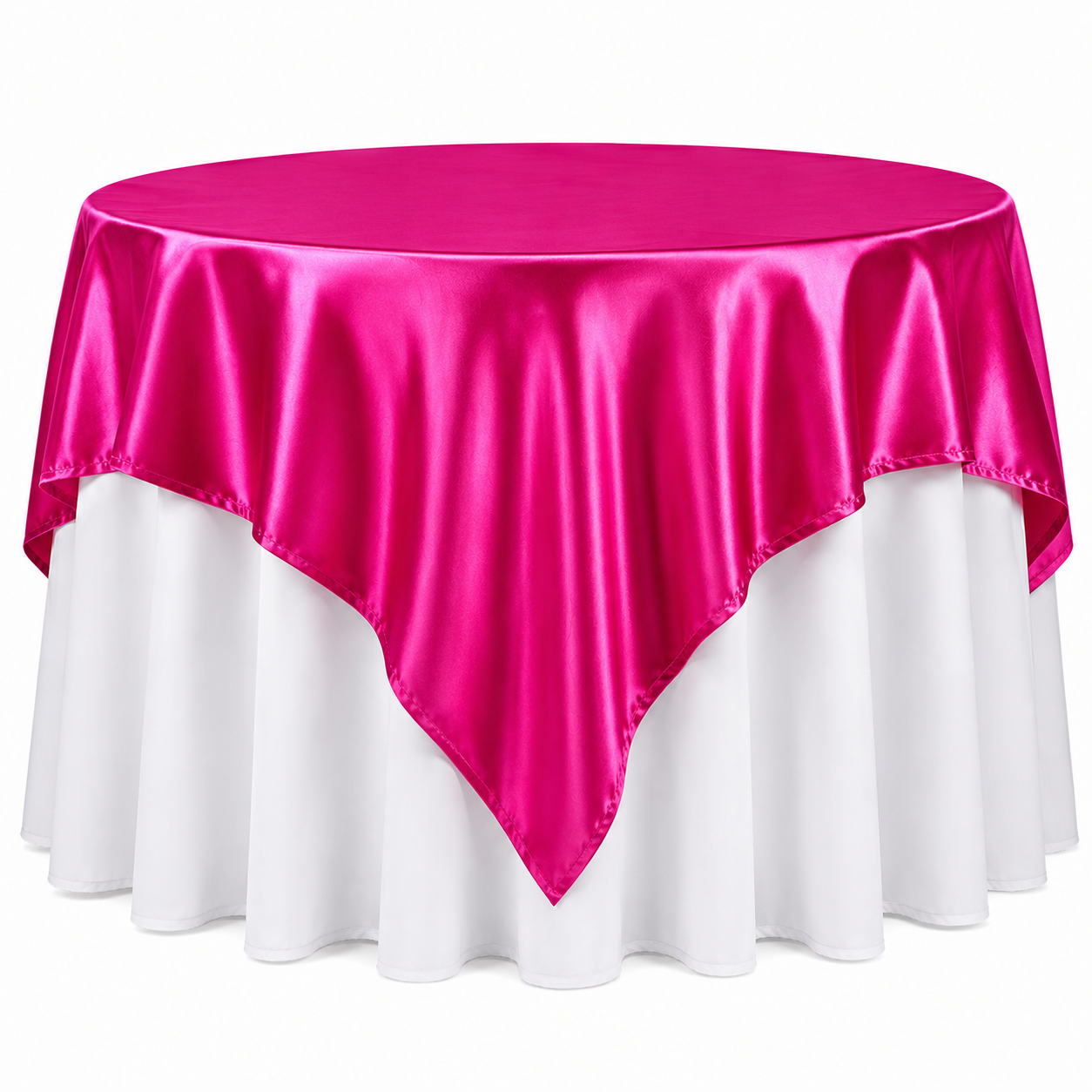 Fuchsia Satin Table Overlay 60 x 60 – Elegant Silky Square Table Cover