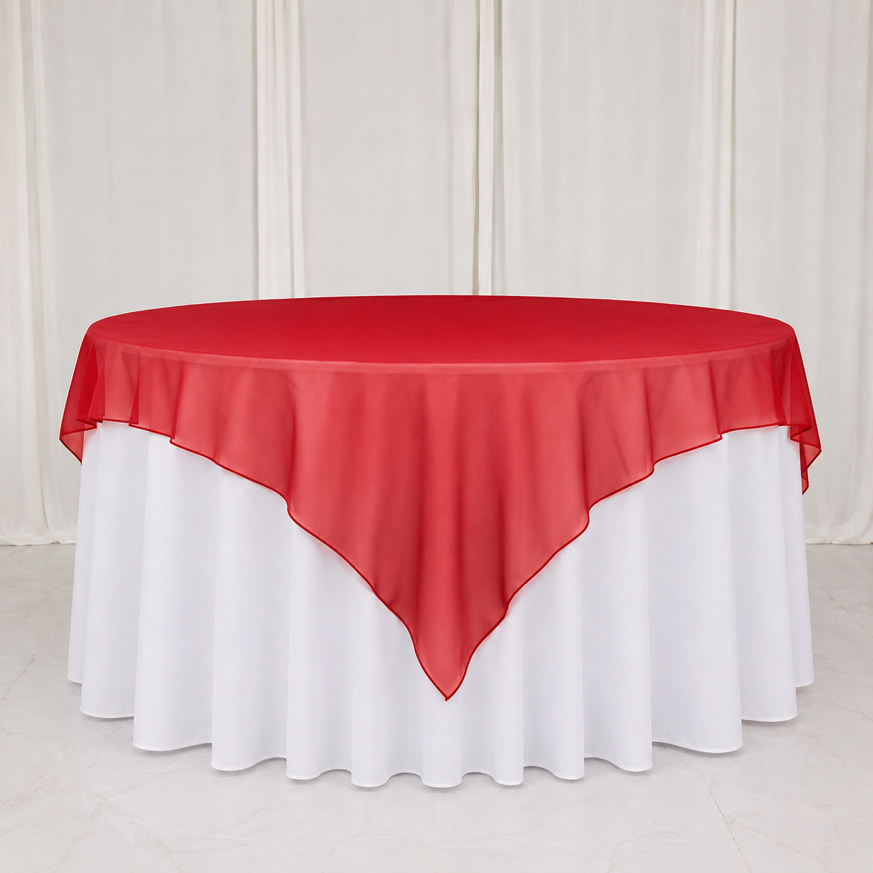 Premium Red Organza Table Cover Overlay 72 x 72