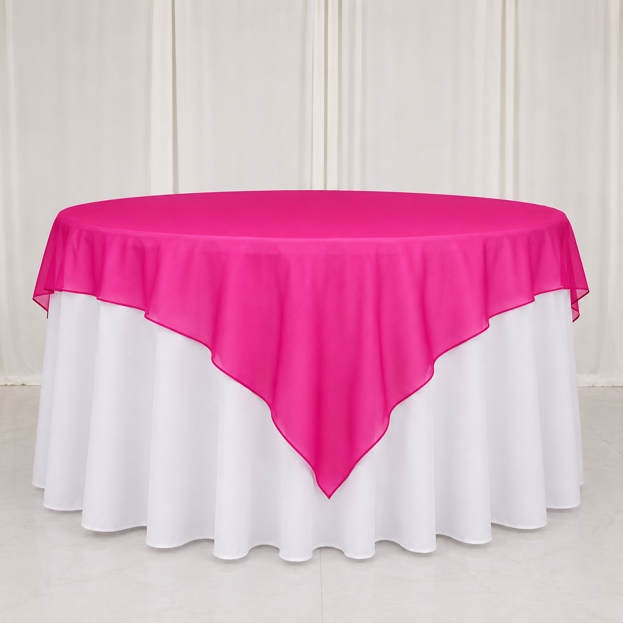 Premium Fuchsia Organza Table Cover Overlay 72 x 72