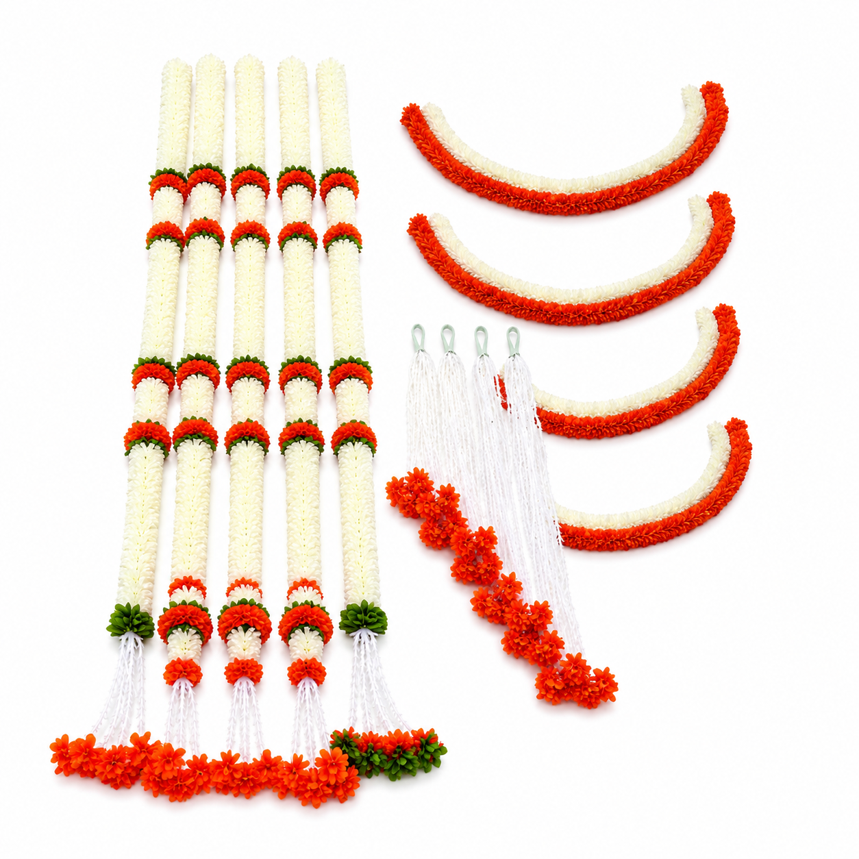 Artificial Orange and White Floral Decoration Combo Set