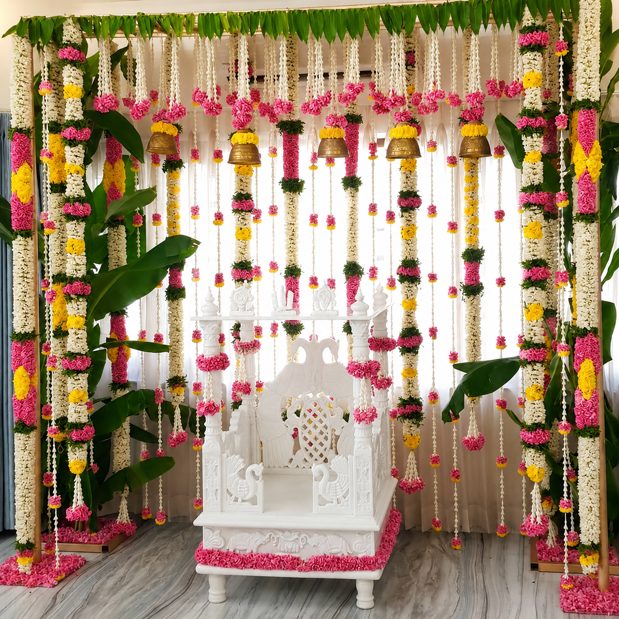 Artificial Floral Wedding Backdrop Decoration with Swing