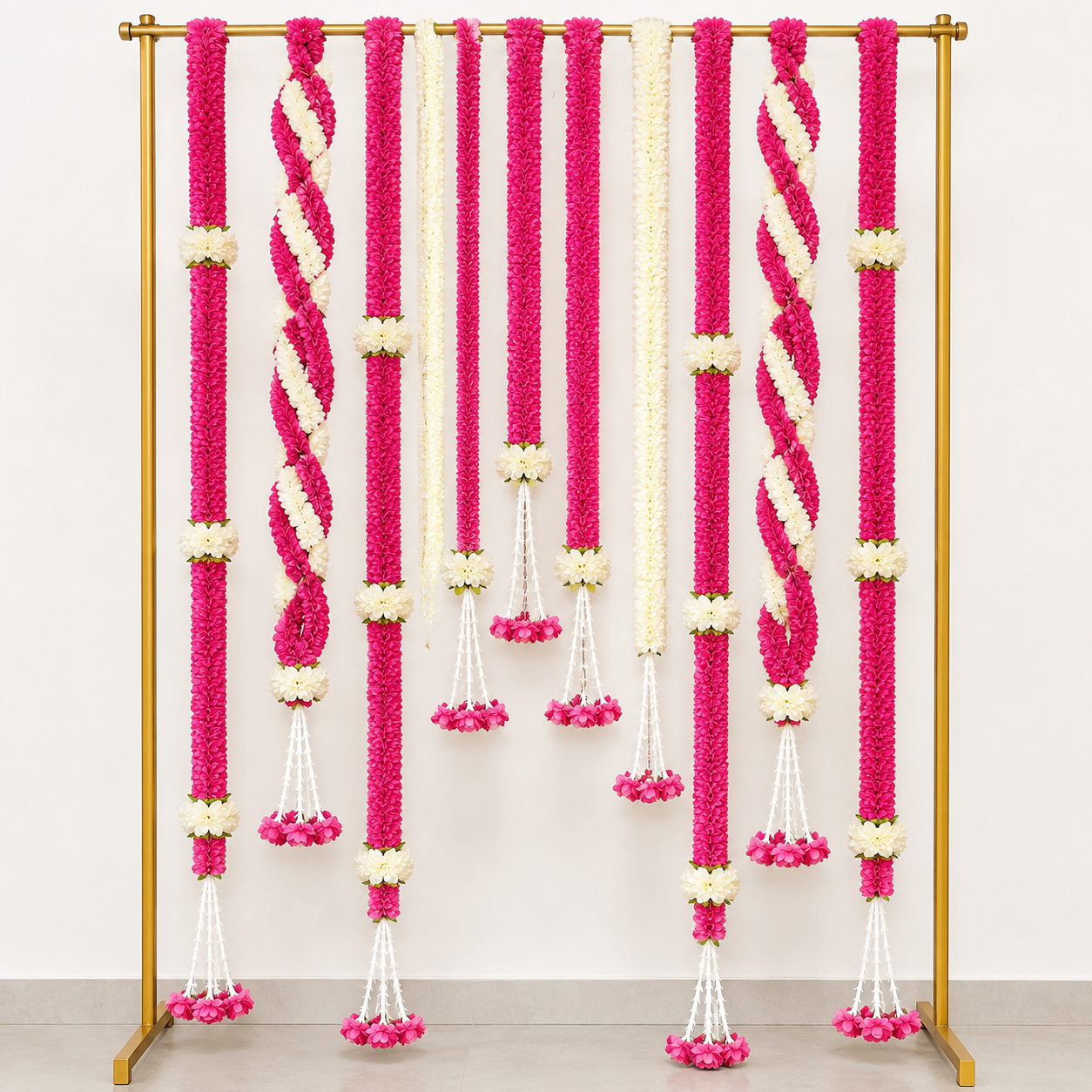 Artificial Floral Hanging Garland Set with Tassel Drops