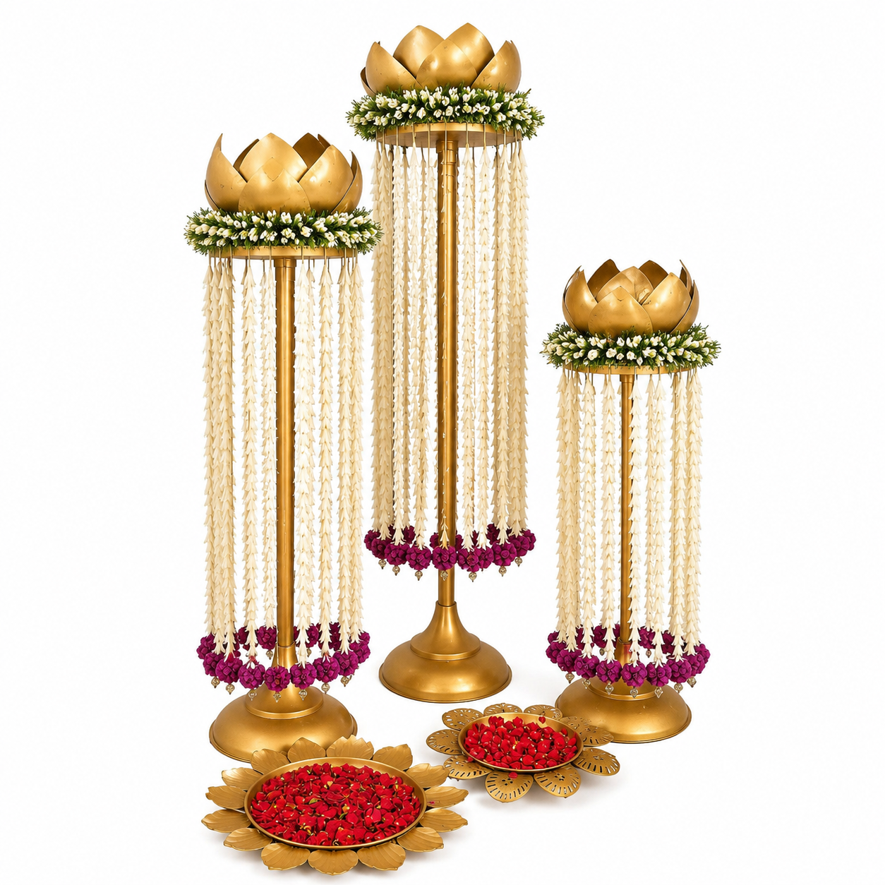 Lotus Pedestal Floral Stand Decoration Set