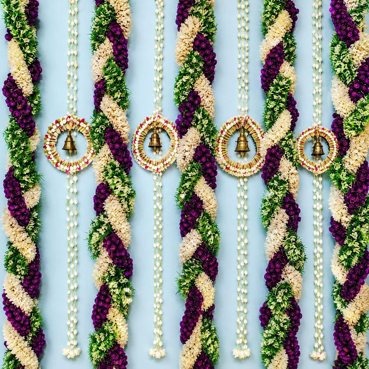 Artificial Floral Hanging Backdrop with Bell Rings