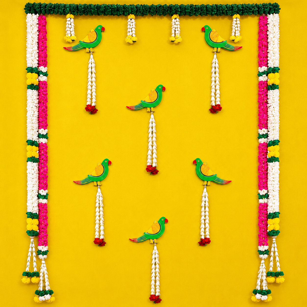 Artificial Parrot Floral Hanging Backdrop Set