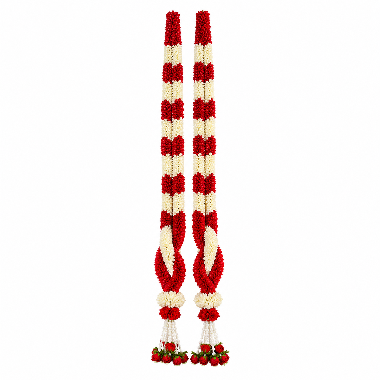 Red and White Floral Wedding Garland (Mala) Pair
