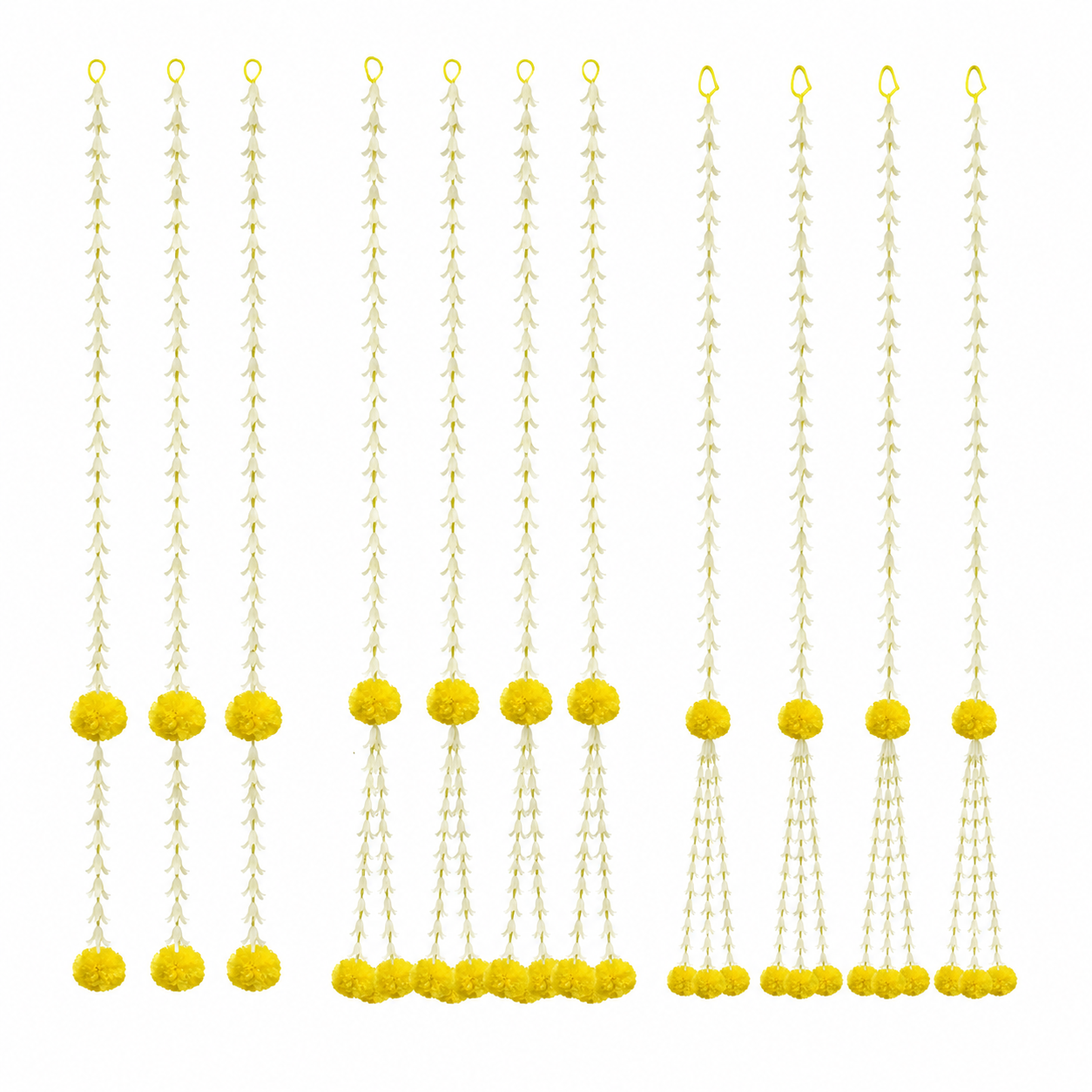 Yellow Marigold &amp; White Jasmine Hanging Garland Set