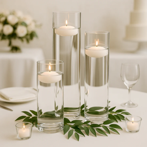 12, 14, 16 Glass Cylinder Vase Set of 3 – Flowers, Candles and Table Centerpieces