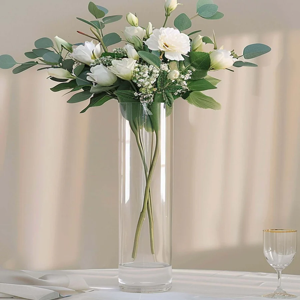 28 Ribbed Cylinder Glass Vase-Flower Vases for Table Centerpieces