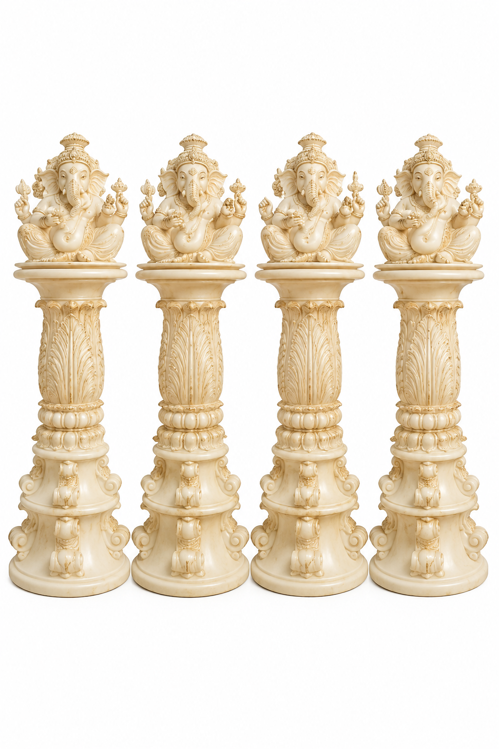 Lord Ganesha Decorative Pedestal Statue Set